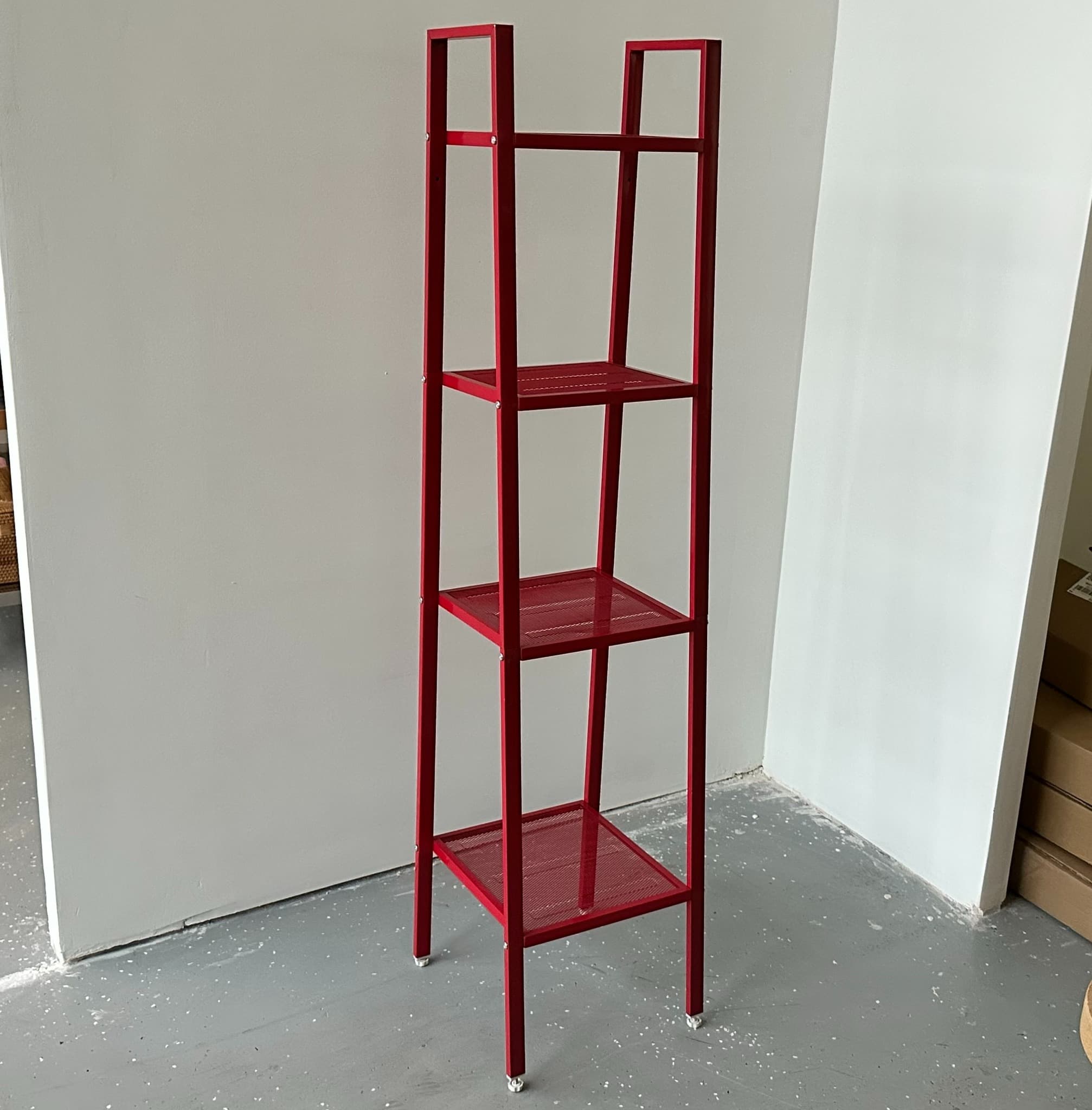 Металлический стеллаж-этажерка, красный