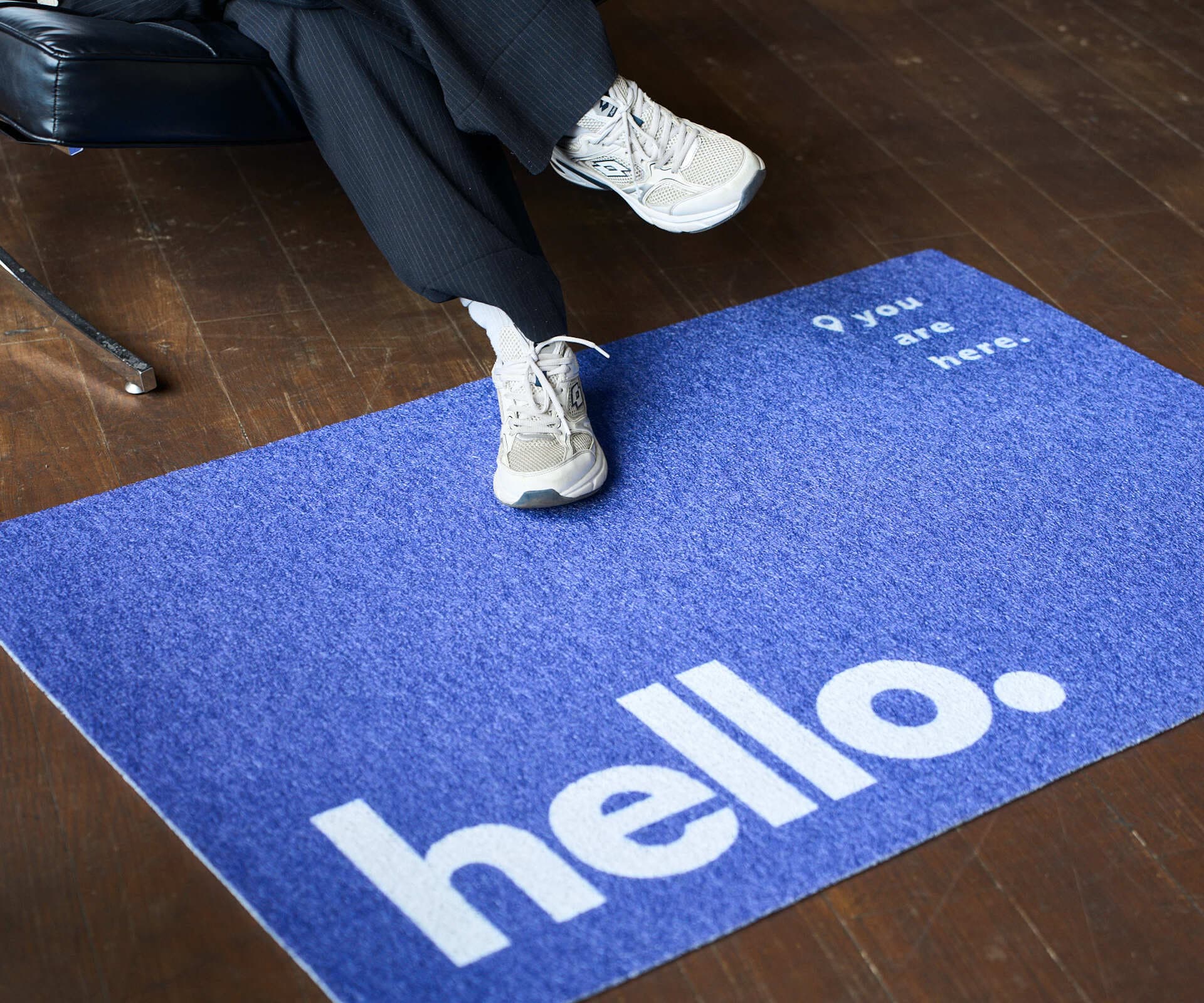 Коврик Hello придверный, синий