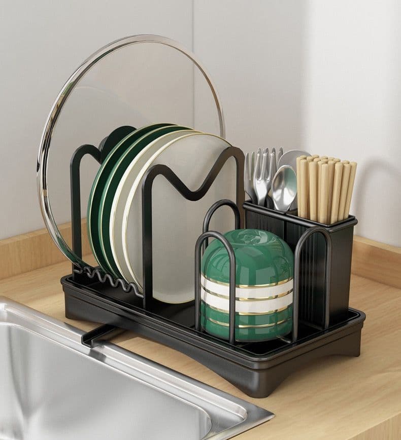 Сушилка для посуды компактная со сливом, 31x28x22 см