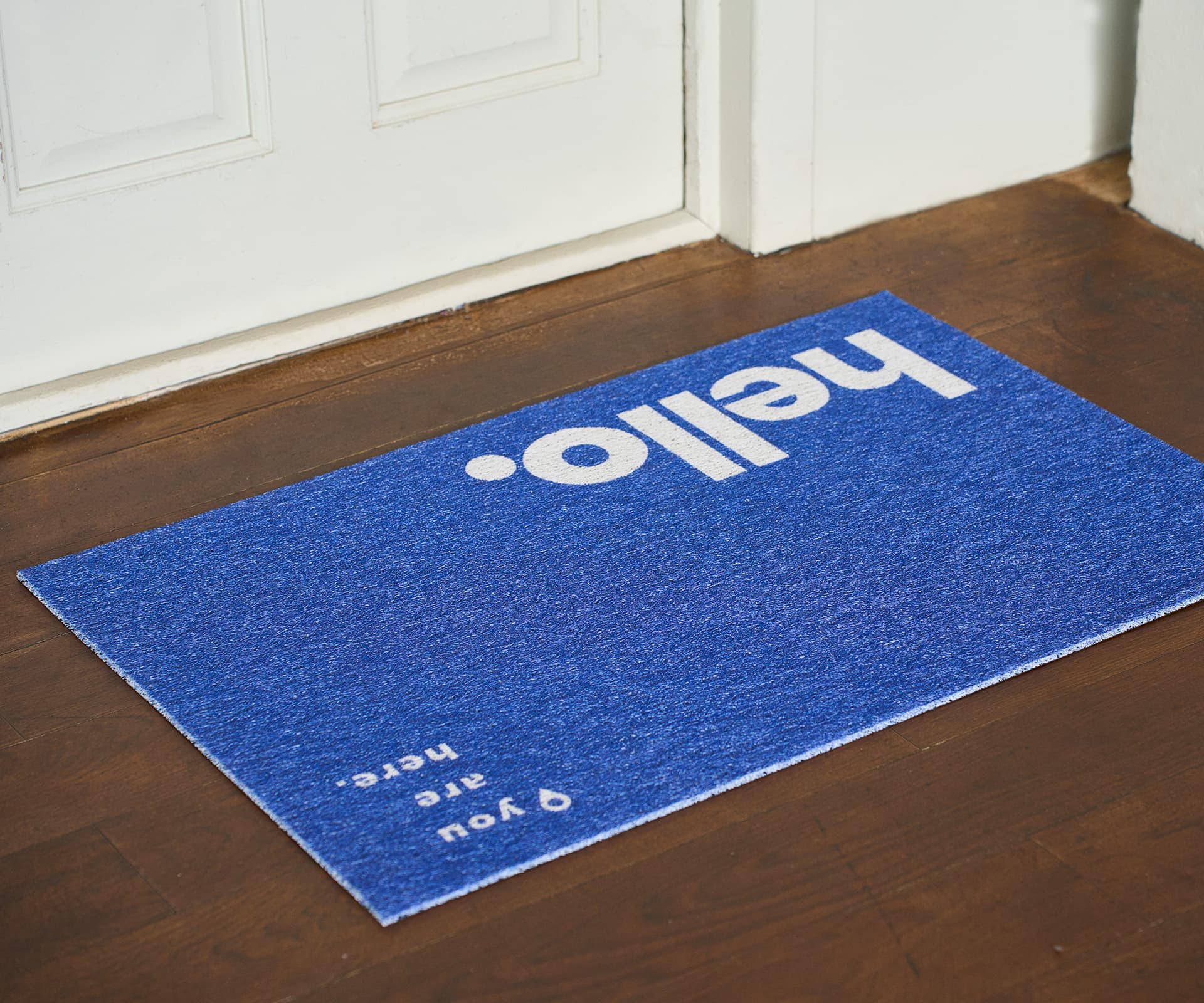 Коврик Hello придверный, синий