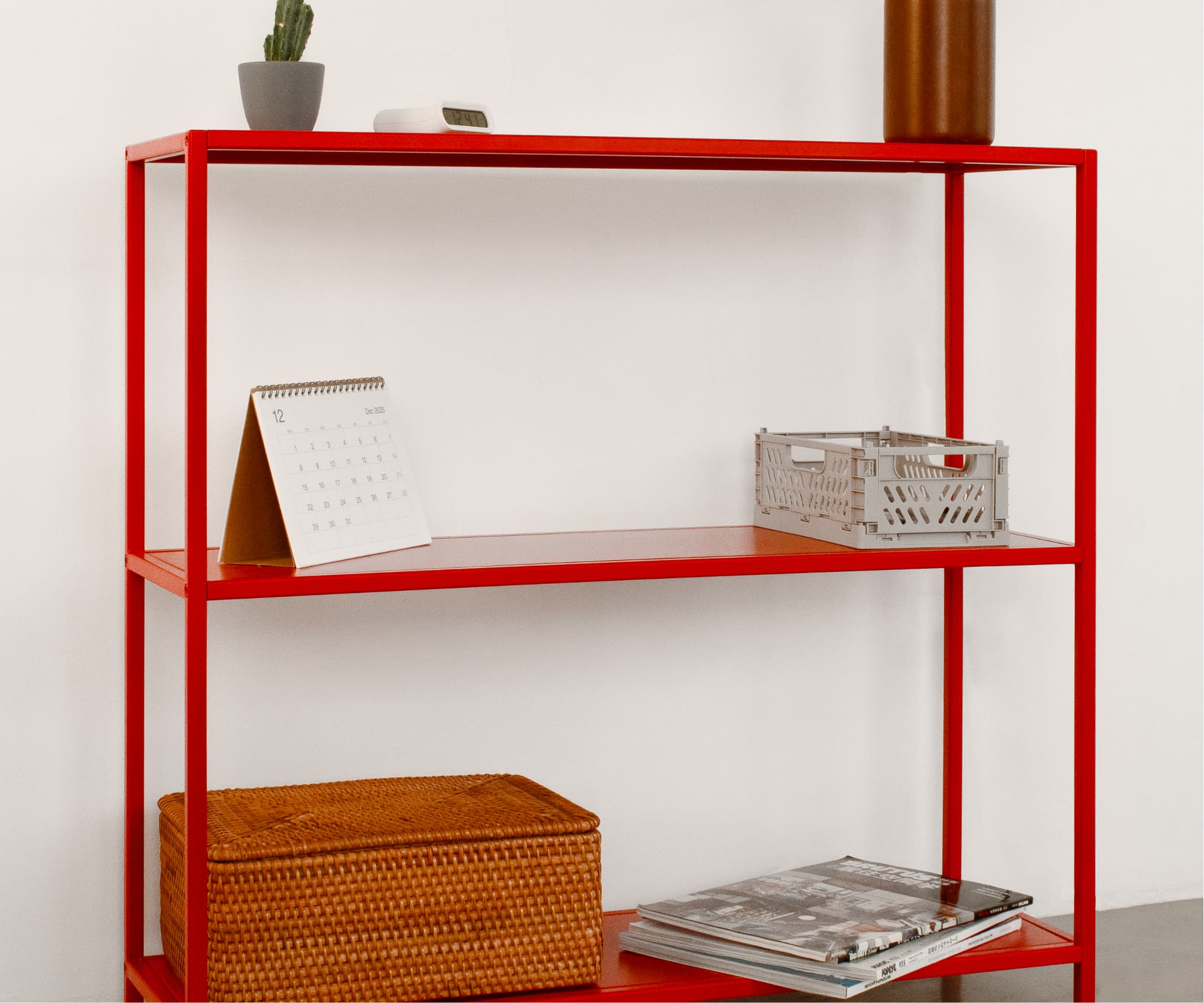 Стеллаж металлический 75х80х25, красный