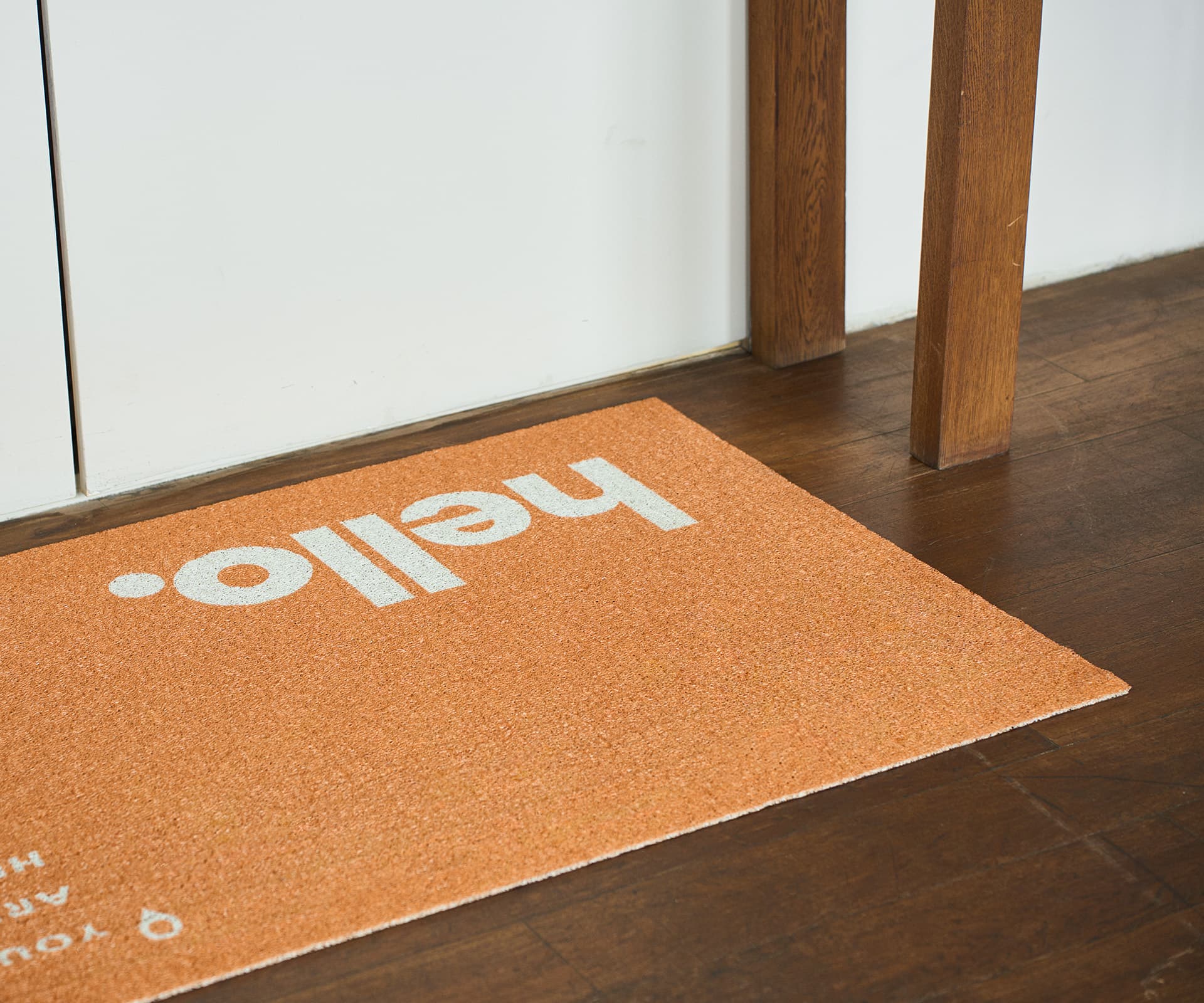 Коврик Hello придверный, оранжевый