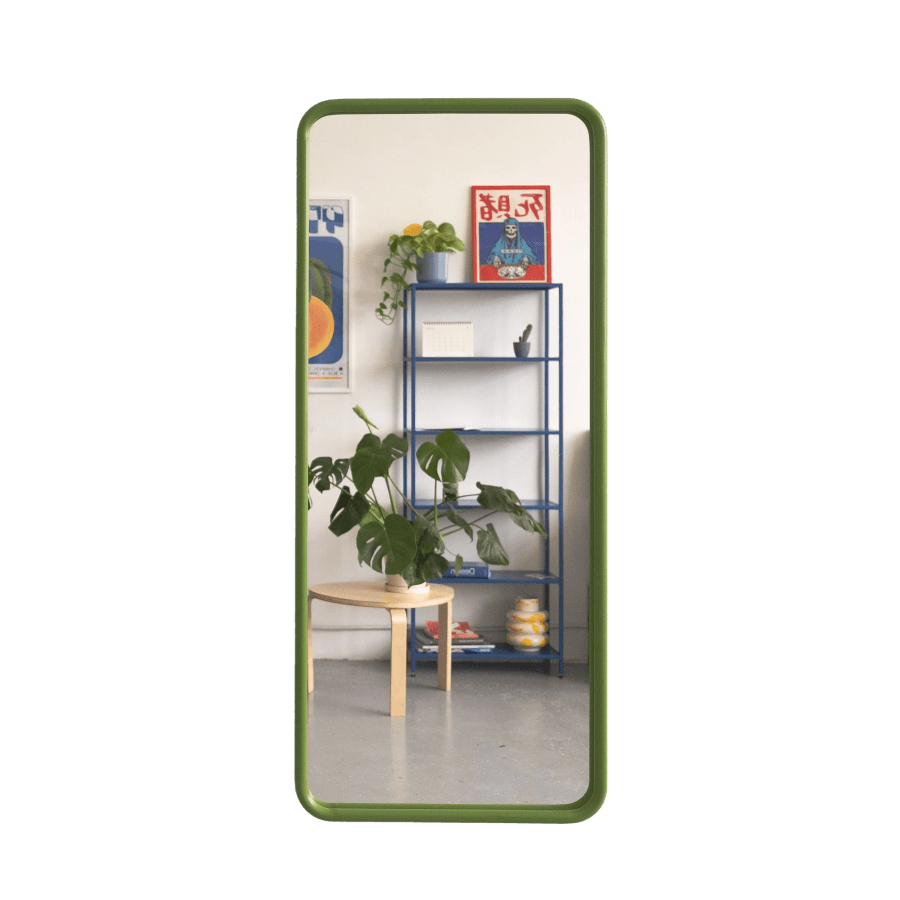 Зеркало в полный рост на металлической раме, зеленое