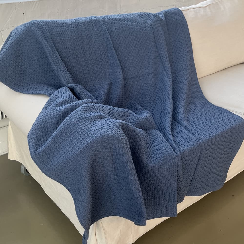 Плед вафельный синий