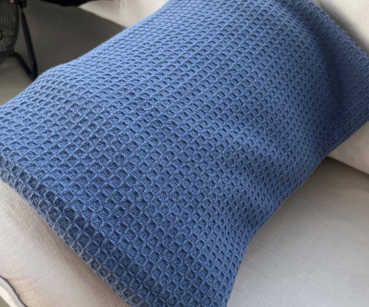 Плед вафельный синий