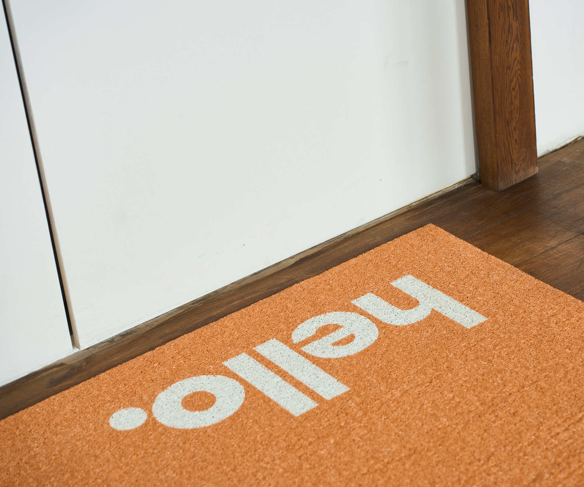 Коврик Hello придверный, оранжевый