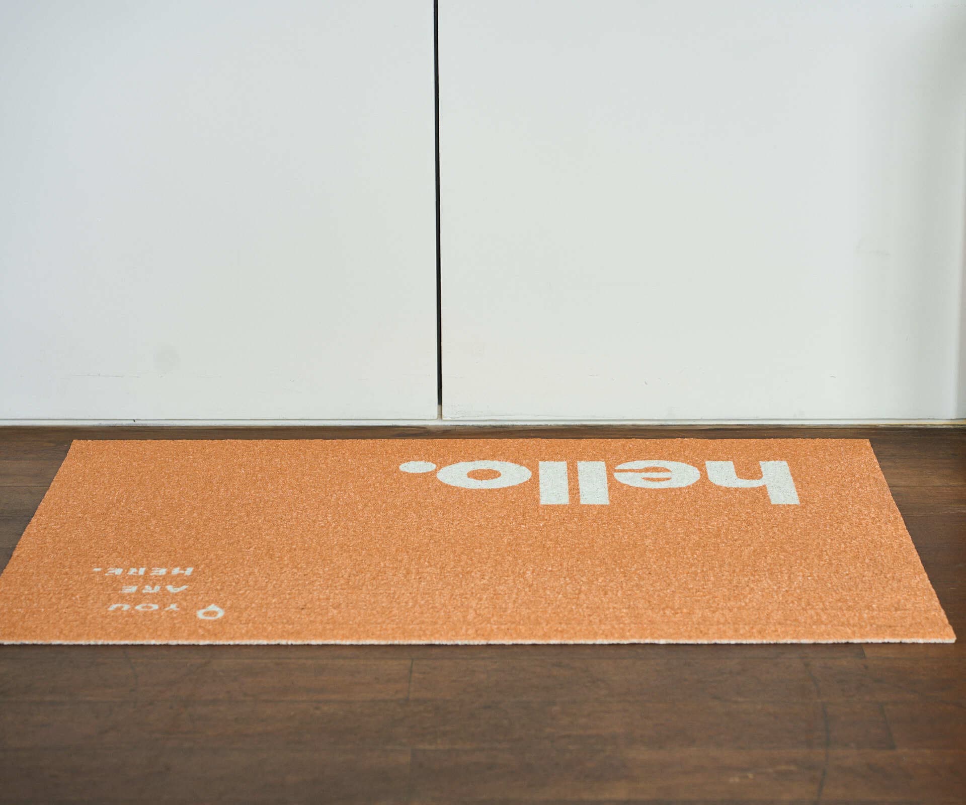 Коврик Hello придверный, оранжевый