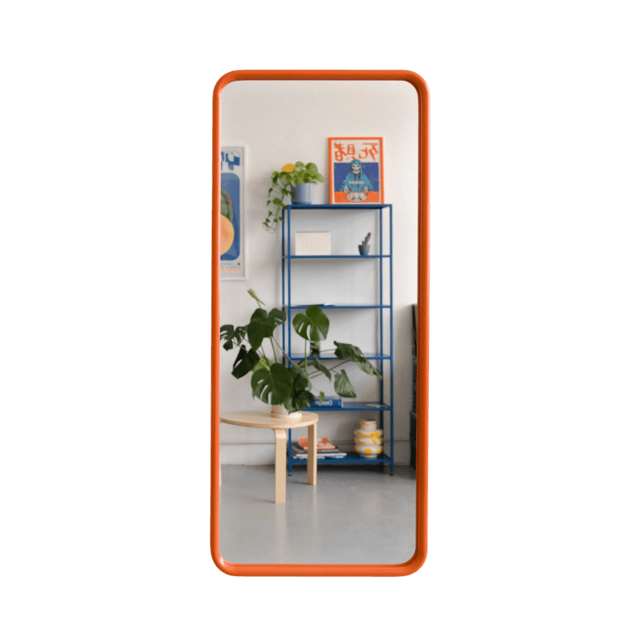 Зеркало в полный рост на металлической раме, оранжевое